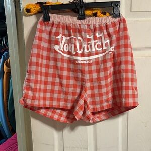 Von Dutch Red & White Gingham Sleep Shorts